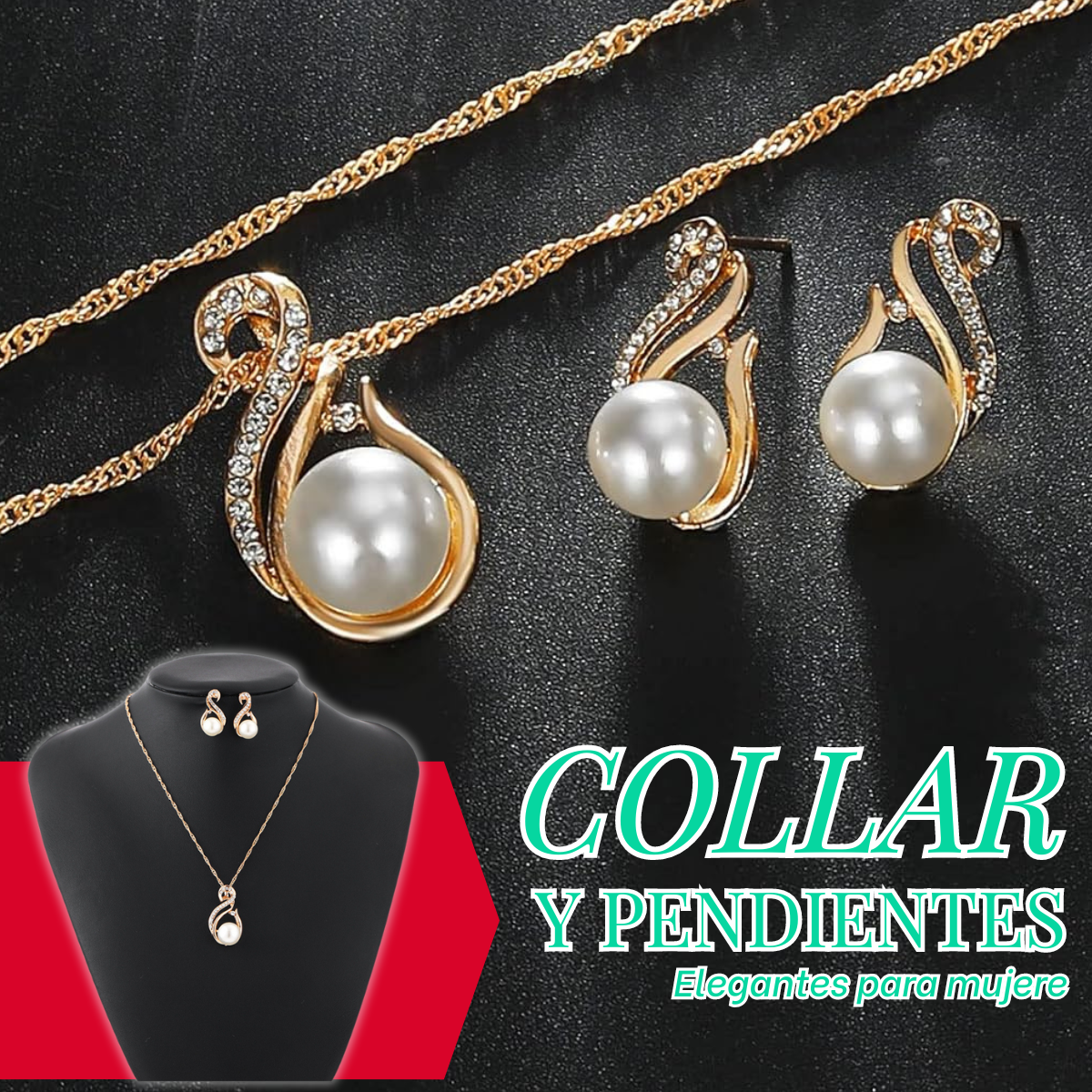 Set Pendientes y dije con perlas